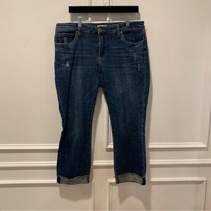Kut from the Kloth Amy Crop Jeans Women's Size 12 Dark Wash Distressed